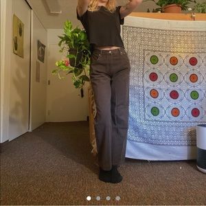 vintage brown 501 levis with white stitching